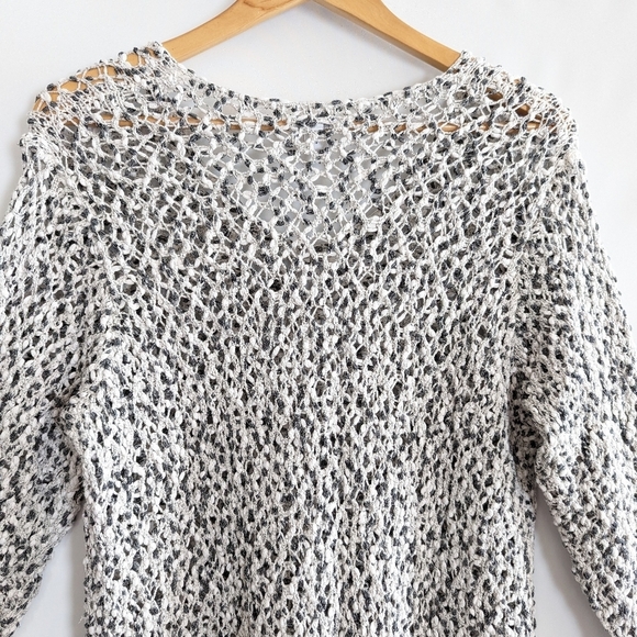 J. Jill Loose Knit Sweater Large White Gray 100% Cotton Beachy Neutral - Picture 7 of 15